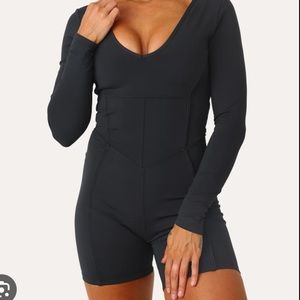 Kittenish black athletic onsie